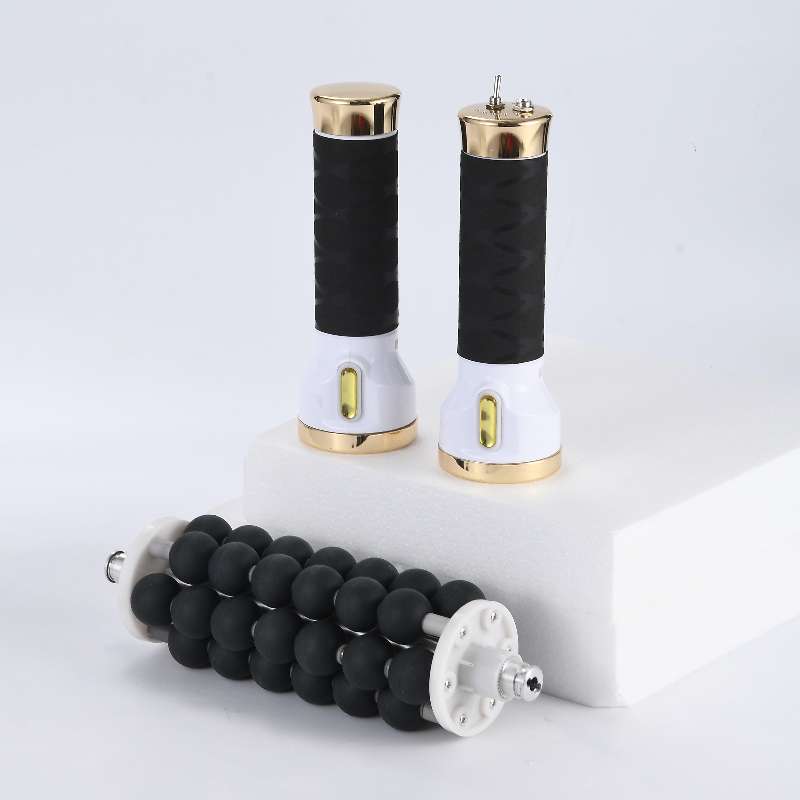 High-frequency micro-vibration massage roller with double-handle design