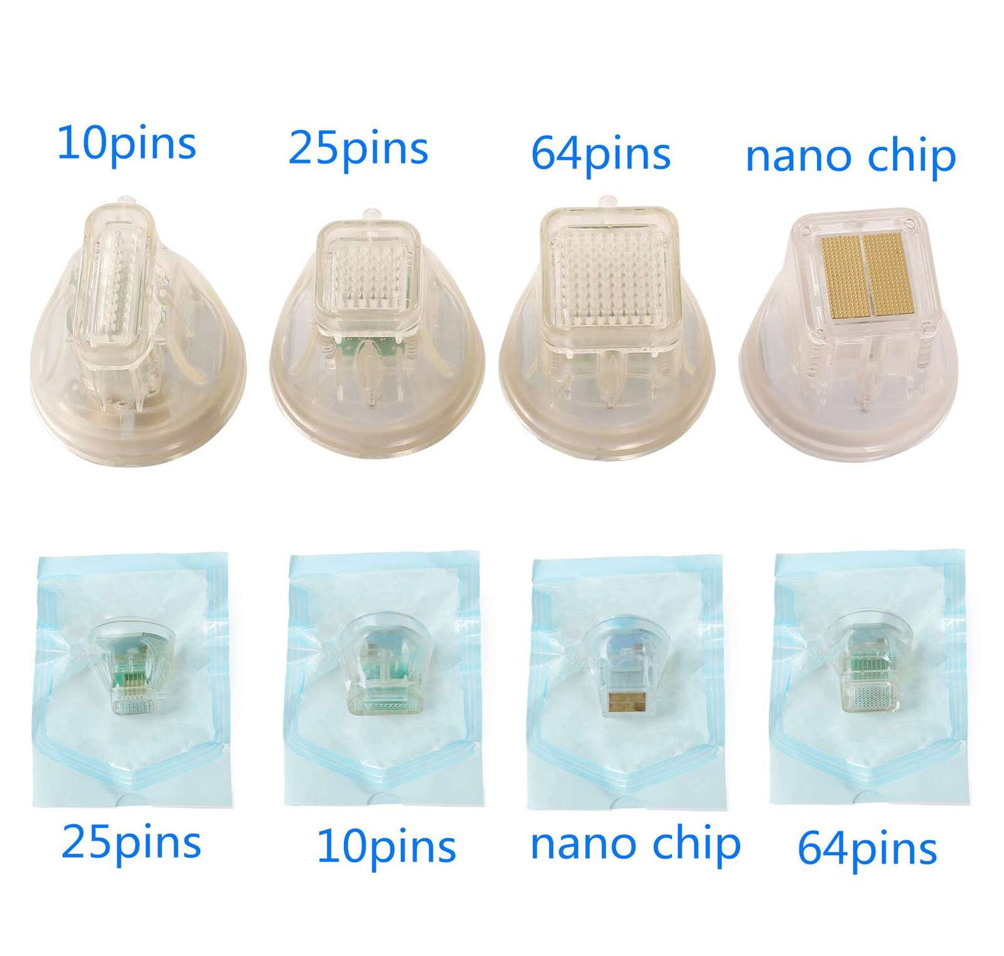 RF microneedling handpiece with gold plated microneedles for collagen stimulation
