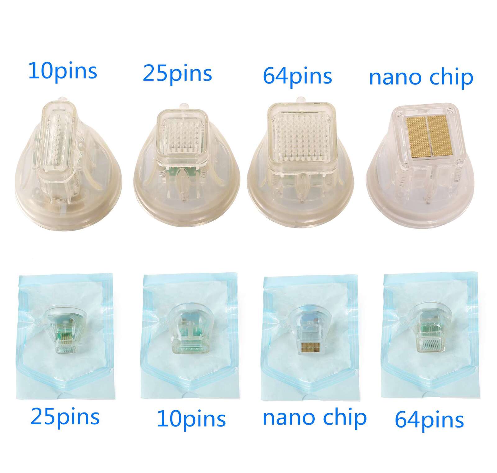 RF microneedling handpiece with gold plated microneedles for collagen stimulation
