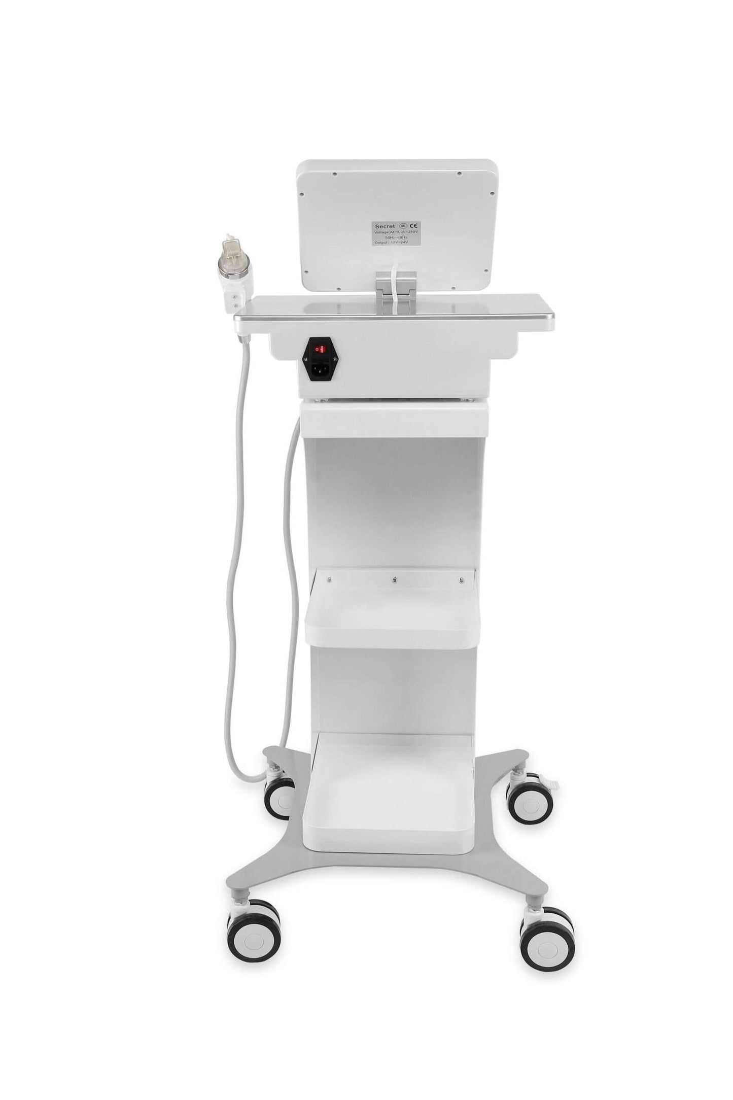 Professional RF microneedling machine for dermatology clinic and medical spa use complete back view
