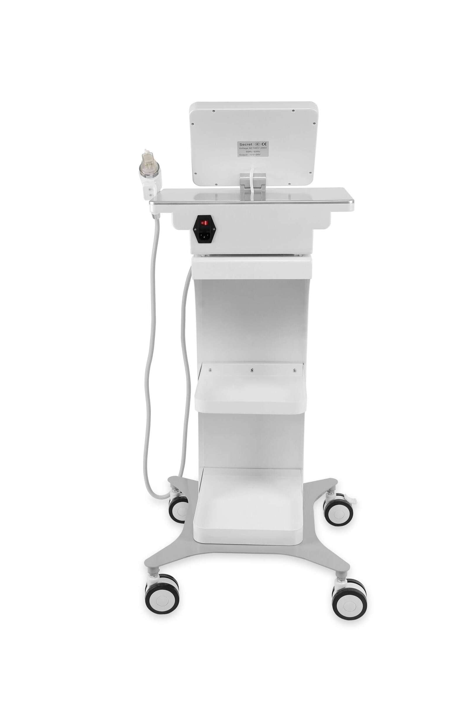 Professional RF microneedling machine for dermatology clinic and medical spa use complete back view

